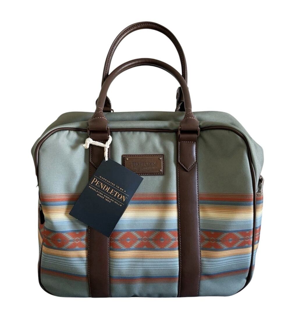Pendleton Weekender Travel Bag Southwest Gray Mist/Aqua Print Strap Luggage NWT